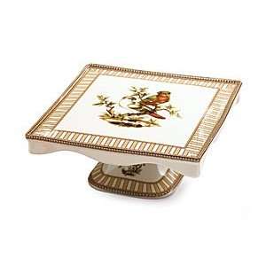    Birds Of Beauty Stoneware Pedestal Cake Plate: Kitchen & Dining