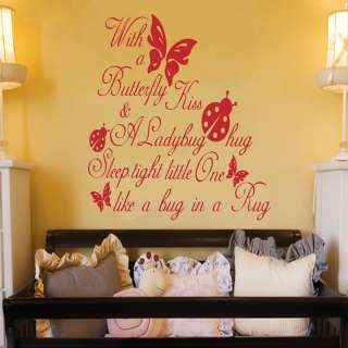 Butterfly Kiss Ladybug Hug Quote Wall decal  