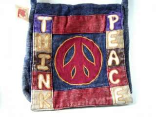 New THINK PEACE Stonewashed HIPPIE 70s Messenger BAG  