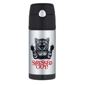    Thermos Travel Water Bottle Stressed Out Cat: Everything Else
