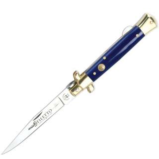Italian Stiletto Knife New Stilleto Pocket Knives BLUE  