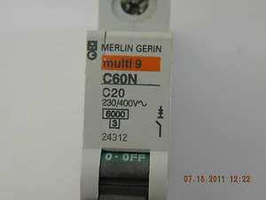 LOT 3 NEW MERLIN GERIN MULTI 9 C60N C20 CIRCUIT BREAKER  