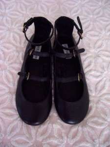 Steve Madden chloe triple strap mary jane black leather ballet flats 8 