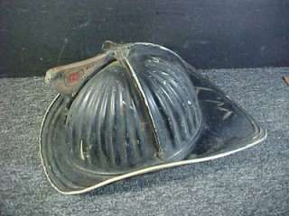 Vintage Cairns Black Metal Fire Fighter Helmet  