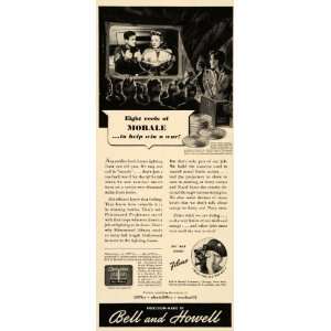  1943 Ad WWII Bell & Howell Filmosound Library Troops 