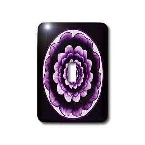   purple fantasy mandala flower on dark purple background   Light Switch