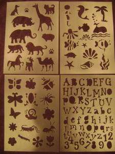 NEW CRAFTS/PROJECTS ASSORTED STENCIL/STENCILING SHEETS NUMBERS+LETTERS 