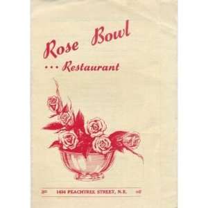  Rose Bowl Restaurant Menu Atlanta Georgia 1954: Everything 