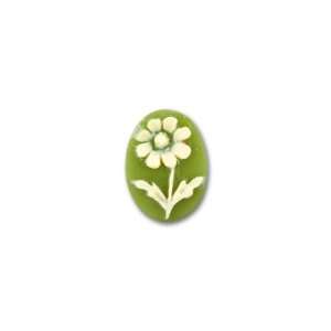  10x14mm Resin Impatiens Cameo   Ivory and Green
