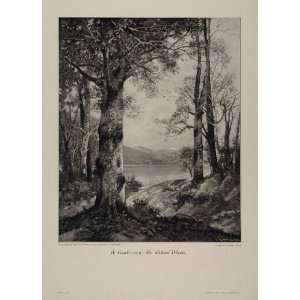 1912 An stillen Ufern Landscape Lake Kaufmann Engraving   Original 