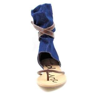 Mid Calf Cuffed Sandals, Shoes, Blue Denim 6.5US/37EU  