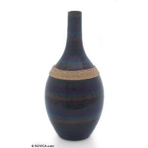    Lacquered wood vase, Blue Silence of the Seas Home & Kitchen