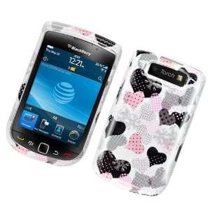  Black with Pink Multi Heart with Dots Blackberry 9800 