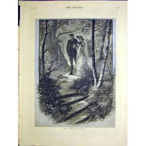 Cyclist Danger Man Lady Woods Forest Walk Fine Art 1884  