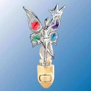 Chrome Fairy with Star Night Light   Multicolored Swarovski Crystal