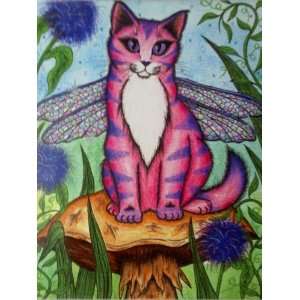  DEA Dragonfly Fairy Cat Ceramic Wall Tile By Carrie Hawks 