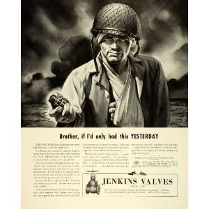 1943 Ad Jenkins Valves WWII War Supplies Wounded Army Soldier Arm 