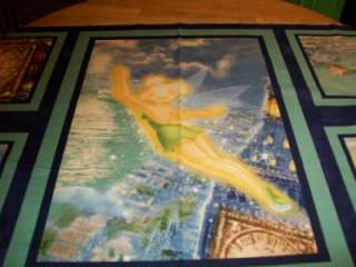 Cotton fabric quilt wall panel Disney/Thomas Kinkade TinkerBell/Pan 