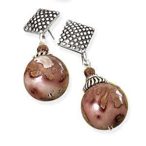  925 Silver & Picture Jasper Beaded Drop Earrings Jewelry