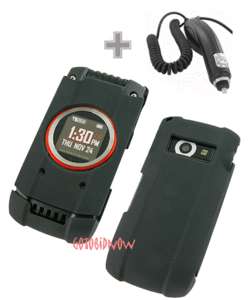 Black Hard Faceplate Cover Case Phone Housing+Car Charger Casio GzOne 