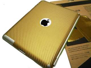 iPad 2 Back Protector Sticker Carbon Fiber Gold  