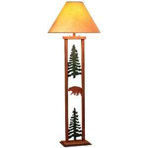  Cedar Ridge Pine Tree and Bear Rectangular Floor Lamp 