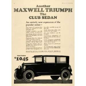1923 Ad Maxwell Motor Detroit Club Sedan Michigan Car   Original Print 