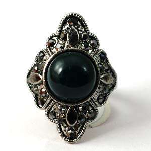 d7198 Size 8 Tibetan Silver Green Sphere Gemstone Diamante Zircon 