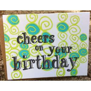  9spotmonk birthday cheer letterpress greeting card NEW 