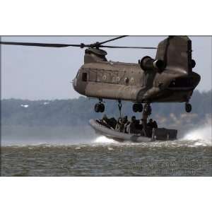  CH 47 Chinook with Navy Special Warfare Troops   24x36 