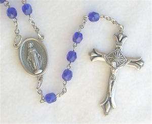 MIRACULOUS MEDAL Cobalt Sapphire Blue Catholic Rosary  