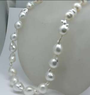HUGE 19MM SOUTH SEA NATURAL WHITE PEARL NECKLACE 18  