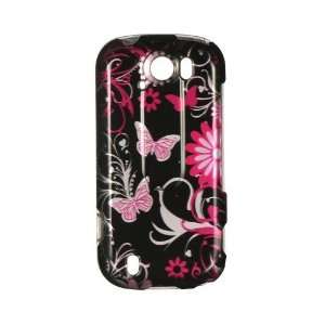  PINK BUTTERFLY FLOWER ON BLACK Design Hard Cover Protector 