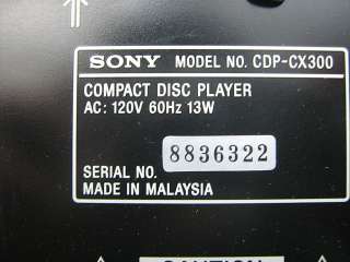 SONY COMPACT DISC PLAYER CDP CX300  