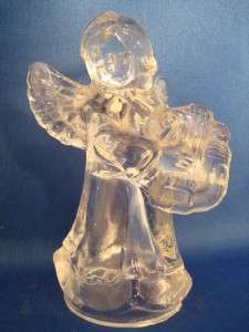 Glass Cherub Angel Christmas Figurine Candle Holder  