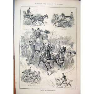  1884 Meet Four In Hand Club Horses Carriage Old Print 