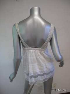 Peter Som White Sleeveless Babydoll Lace Top 2  
