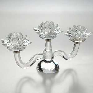  Sorelle Handcrafted Crystal Lotus Candelabra