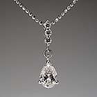 GIA 1 Carat Pear Cut Diamond Drop Pendant Necklace Soli