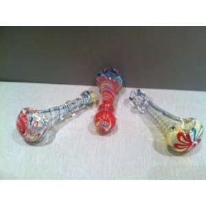  4 1/2 Thick Glass Smoking Pipe w/ Ring Design   Thick 