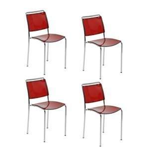  ItalModern 81009 Safina Stacking Chair Set of 4  Red 