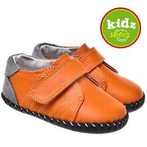 Boys Infant Toddler Leather Soft Sole Baby Shoes Orange  