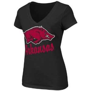  Arkansas Razorbacks Womens Tee Shirt  Short Sleeve V Neck 