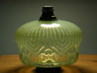 Shamrock Vaseline Glass Duplex Fount Kerosene Oil Lamp Font Art 