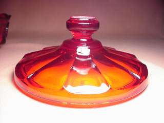 VINTAGE FOSTORIA RUBY RED FROSTED COIN ELEGANT GLASS CANDY BOWL BOX 