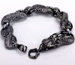 Silver EP Black Chinese Dragon Bracelet Free Ship Sale  