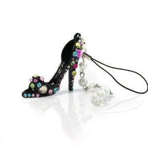  Crystal High heel Shoe Keychain w/ Pearl Strand Pendan 