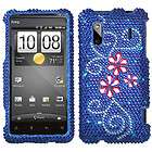 MYBAT Juicy Flower (Blue/Hot Pink) Diamante Protector Cover for Evo 4G 