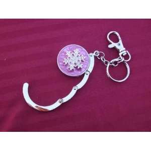 New Folding Pink Snowflake Pattern Handbag Hook Purse Hanger with 