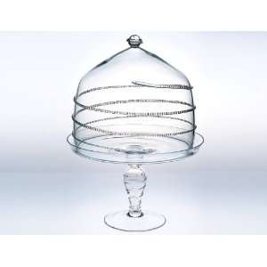   Glass Amalia Lrg. Cake Dome And Ped. Set  clear